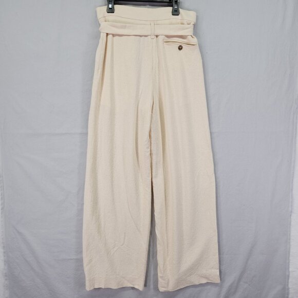 Jonathan Simkhai Emiko Wool Pant Size 0 Wide Leg Paperbag Waist Belted Pleated - Picture 2 of 15